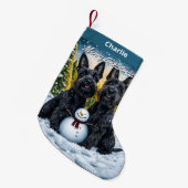 Petite Chaussette De Noël Scottish Terriers et Noël des Snowman (Devant (Accrochage))