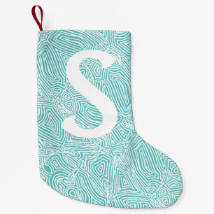 Petite Chaussette De Noël Scribbleprint turquoise