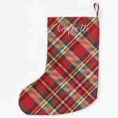 Petite Chaussette De Noël Script Faid Red Check Holiday Custom (Dos)