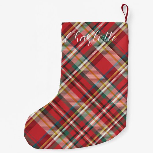 Petite Chaussette De Noël Script Faid Red Check Holiday Custom (Dos)