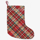 Petite Chaussette De Noël Script Faid Red Check Holiday Custom (Devant)