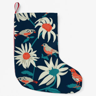 Petite Chaussette De Noël Seamless background with flowers and birds