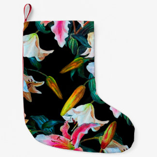 Petite Chaussette De Noël Seamless floral pattern. White and pink lily on a
