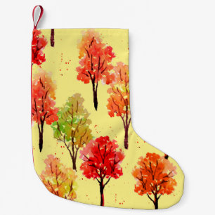Petite Chaussette De Noël Seamless pattern, autumn trees. Watercolor illustr