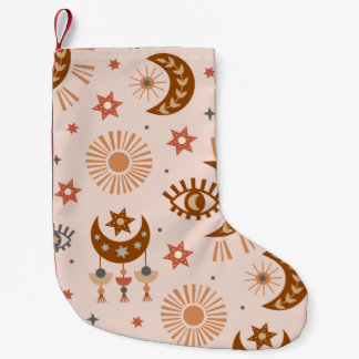 Petite Chaussette De Noël seamless pattern with celestial eye, moon, sun