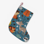 Petite Chaussette De Noël Seamless pattern with forest animals on blue backg (Devant (Accrochage))