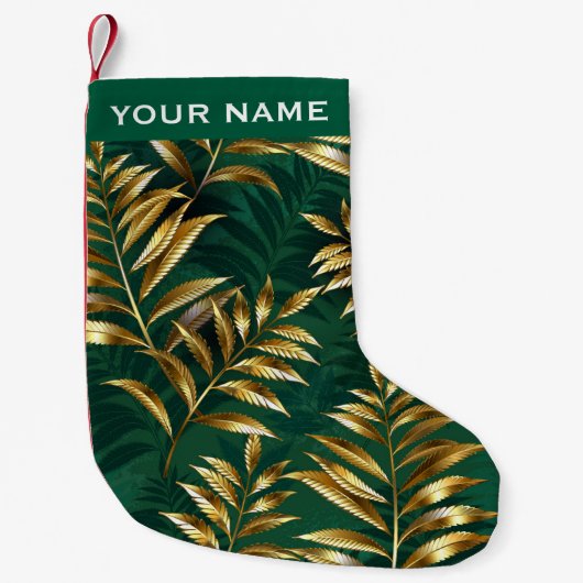 Petite Chaussette De Noël Seamless pattern with golden ferns (Devant)