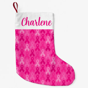 Petite Chaussette De Noël Sensibilisation au cancer du sein Motif de ruban r