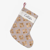 Petite Chaussette De Noël Séquence d'or chic moderne Carrés géométriques (Devant (Accrochage))