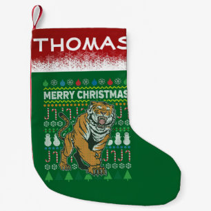 Petite Chaussette De Noël Séries de la faune des tigres de Noël