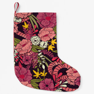 Petite Chaussette De Noël Serpents de la jungle, fleurs tropicales, motif vi