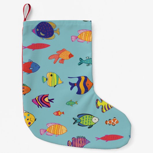 Petite Chaussette De Noël Set of tropical fish. line seamless pattern (Devant)