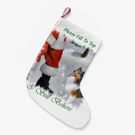 Petite Chaussette De Noël Shetland Sheepdog croient Noël (Devant (Accrochage))