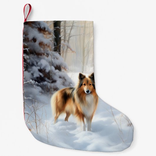 Petite Chaussette De Noël Shetland Sheepdog Laisser neiger Noël (Devant)
