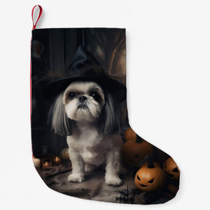 Petite Chaussette De Noël Shih Tzu Citrouilles Halloween effrayant