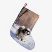 Petite Chaussette De Noël Shih Tzu Laisse Neige Noël (Devant (Accrochage))