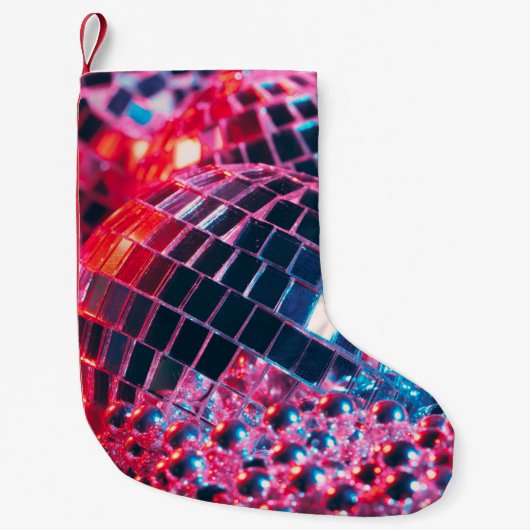 Petite Chaussette De Noël Shiny disco party background with mirror balls ref (Devant)