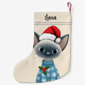 Petite Chaussette De Noël Siamese Cat Custom Pet (Dos)