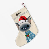 Petite Chaussette De Noël Siamese Cat Custom Pet (Dos (Accrochage))