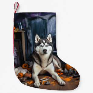 Petite Chaussette De Noël Sibérie Husky Citrouille Halloween effrayant