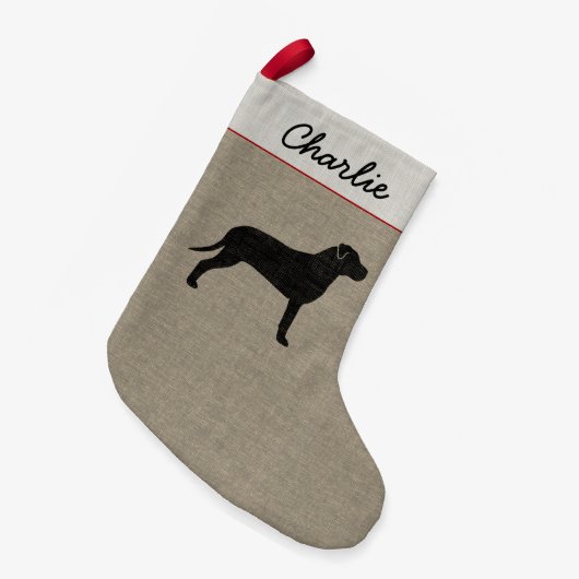 Petite Chaussette De Noël Silhouette américaine de Terrier de pitbull (Devant (Accrochage))