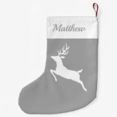 Petite Chaussette De Noël Silhouette De Rinde Blanc Sur Gray Et Nom Personna (Dos)