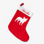 Petite Chaussette De Noël Silhouette | Frenchie Dog Holiday (Devant (Accrochage))