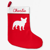 Petite Chaussette De Noël Silhouette | Frenchie Dog Holiday (Devant)