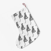 Petite Chaussette De Noël Silhouette gris léopard et gris clair (Dos (Accrochage))