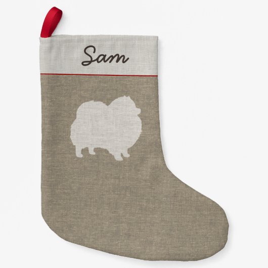 Petite Chaussette De Noël Silhouette Poméranie mignonne Amoureux des chiens (Devant)