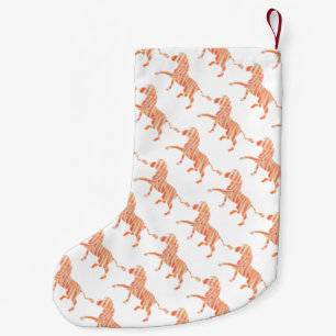 Petite Chaussette De Noël Silhouette Zèbre orange et blanc