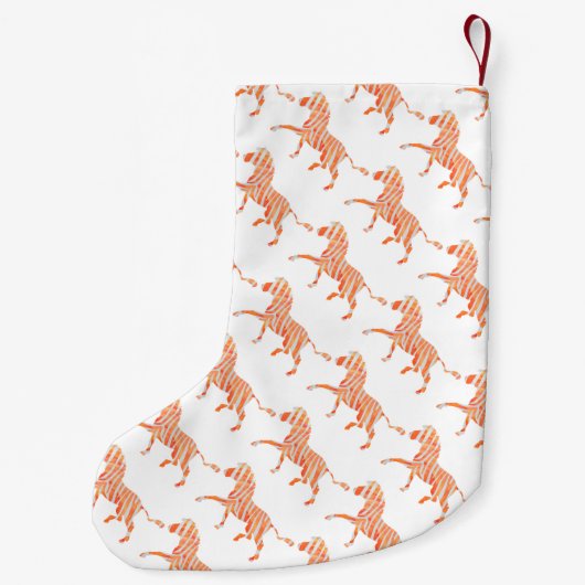 Petite Chaussette De Noël Silhouette Zèbre orange et blanc (Dos)