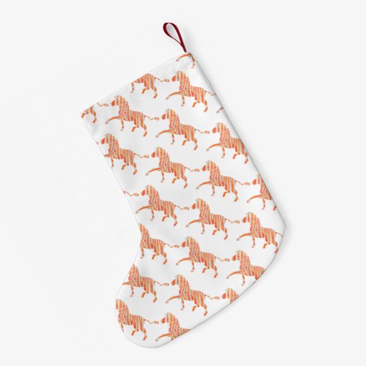 Petite Chaussette De Noël Silhouette Zèbre orange et blanc (Dos (Accrochage))