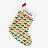 Petite Chaussette De Noël Silhouettes carlin | Chiens personnalisés (Devant (Accrochage))