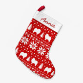 Petite Chaussette De Noël Silhouettes Motif rouge et blanc (Devant (Accrochage))