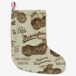 Petite Chaussette De Noël silhouettes vintages de moto : fond transparent