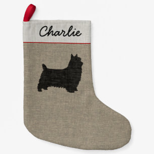 Petite Chaussette De Noël Silky Terrier Chien Silhouette Vacances Personnali