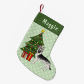 Petite Chaussette De Noël Silver Sable Allemand Berger vert arbre de Noël (Devant (Accrochage))