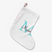 Petite Chaussette De Noël simple ajout de nom monogramme rose rouge jeton (Devant (Accrochage))
