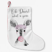 Petite Chaussette De Noël Simple Black & White Oh Deer Quel Devis An (Devant)