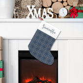 Petite Chaussette De Noël Simple Calligraphie Script Marine Silver Snowflake