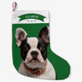 Petite Chaussette De Noël Simple mignon Photo Personnalisée Chien (Devant)