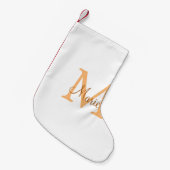 Petite Chaussette De Noël simple minimal ajouter nom monogramme orange marro (Devant (Accrochage))