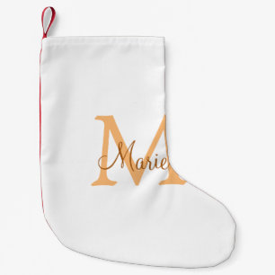 Petite Chaussette De Noël simple minimal ajouter nom monogramme orange marro