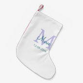 Petite Chaussette De Noël simple minimum ajouter nom monogramme violet vert (Devant (Accrochage))