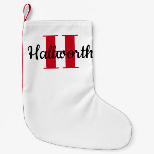 Petite Chaussette De Noël Simple nom ou prénom moderne en gras et monogrammé