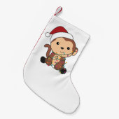 Petite Chaussette De Noël Singe Noël Neige Hiver Animaux Singes (Devant (Accrochage))