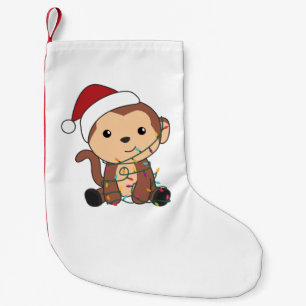 Petite Chaussette De Noël Singe Noël Neige Hiver Animaux Singes Adulte Adult