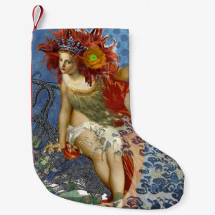Petite Chaussette De Noël Sirène du Verseau Art Gothique Bleu