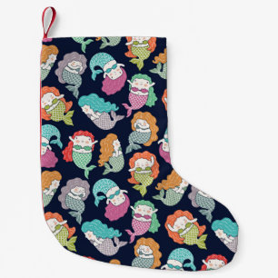 Petite Chaussette De Noël Sirènes : motif sans soudure fantaisiste.